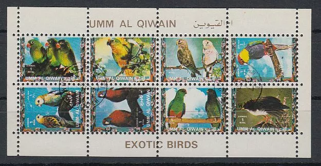 Umm al Qiwain 1972 used Mi.1266/73 A Klbg. Vögel Birds Tiere Animals Fauna Natur