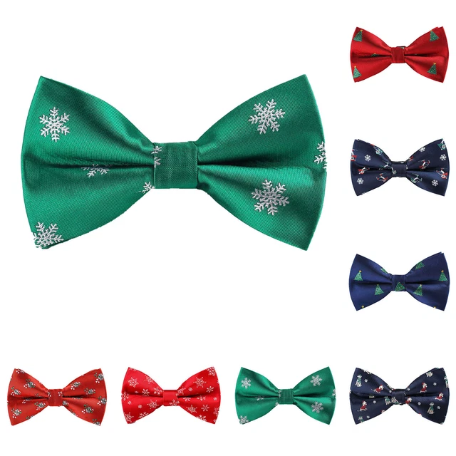 Men's Christmas Bow Tie Festival Theme Bowties Pre Tied Neckwear Snow Tree