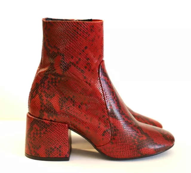 NWOB Jeffrey Campbell Red Leather Snakeskin Booties 7.5