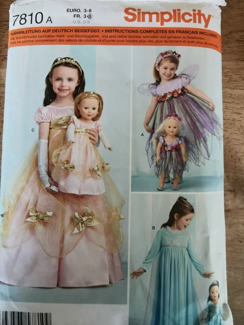 78102 Patron Simplicity Creations Robe Princesse Pour Elle & Sa Poupee 3 Au 8 A
