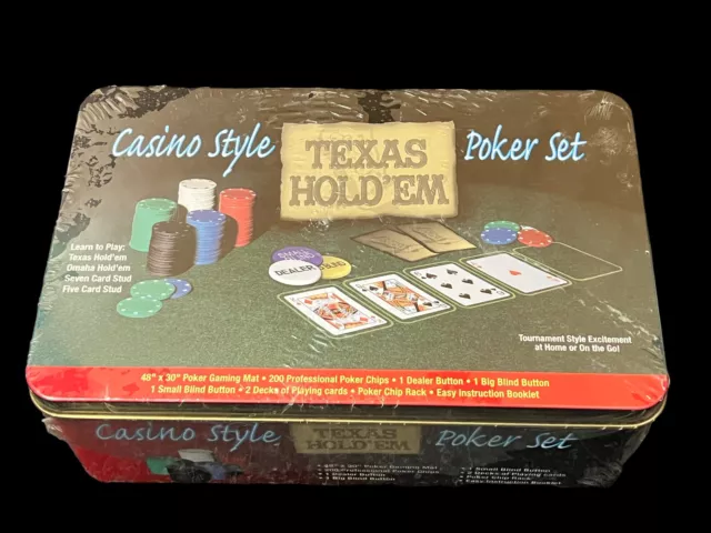 Casino Style Texas Hold'Em Poker Set - 200 Chips - Sealed Tin 2004