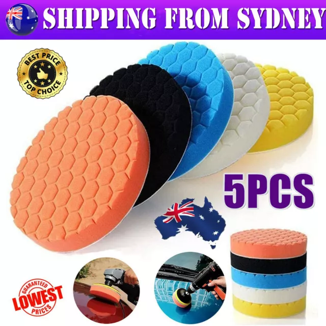 5PCS Car Polisher 180mm Polish Buffing Pad Kit Polishing Sponge Waxing 7'' Pads