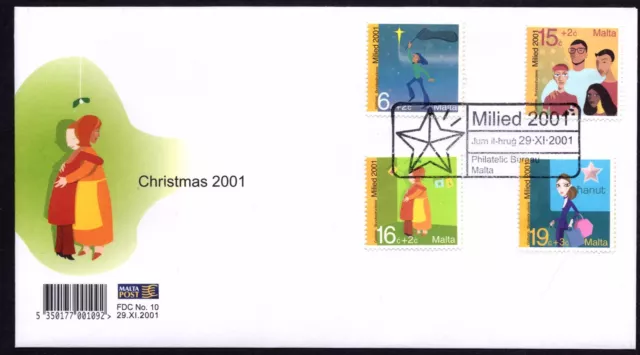 Malta 2001 Christmas First Day Cover FDC SG 1239 - 1238 Not Addressed