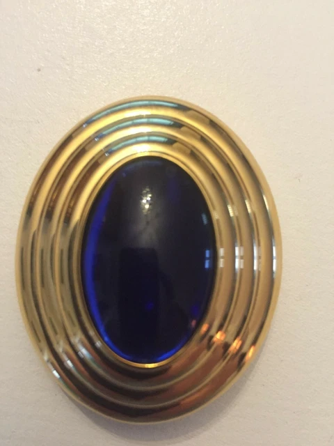 Collier Sautoir Avon - Double Rangs, Alliage Argenté Et Lucite Bleue - Occasion Très Bon état