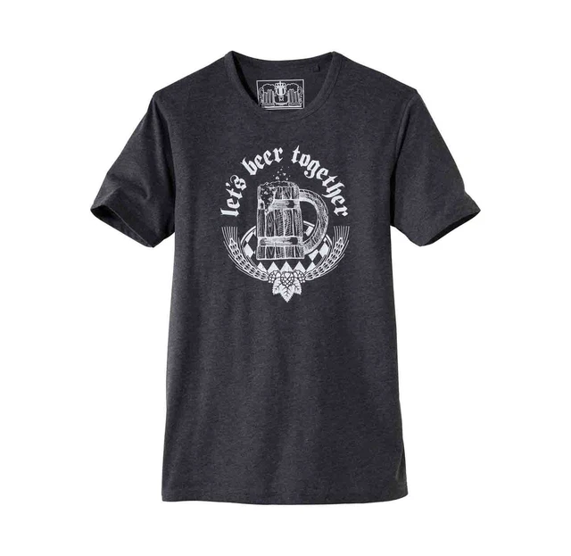 T-shirt uomo Oktoberfest/Zoigl*Cools taglia L 52/54 grigia + brocca di birra + frase *NUOVA*