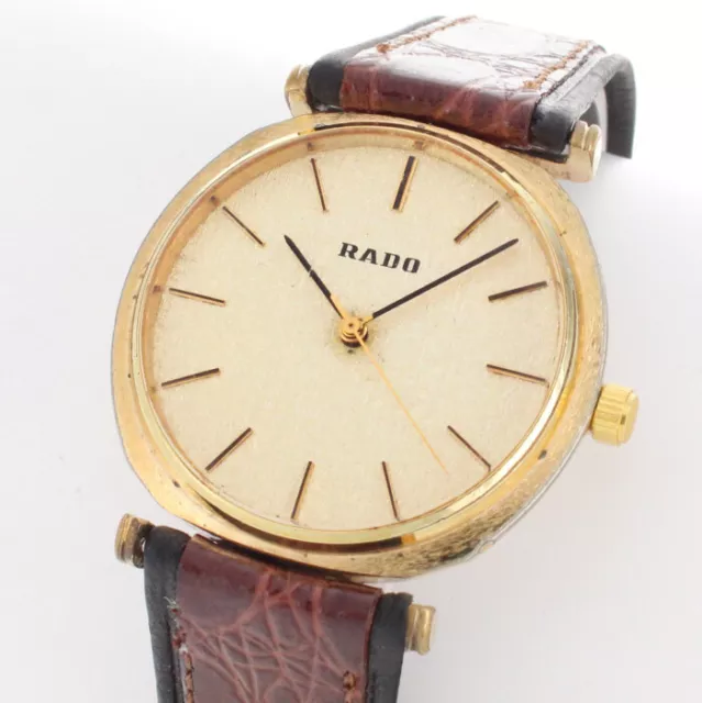 RADO GOLDBRUSH VINTAGE AUTOMATIK Kal.ETA 2676 HERREN UHR + ECHT-LEDER + RARITÄT