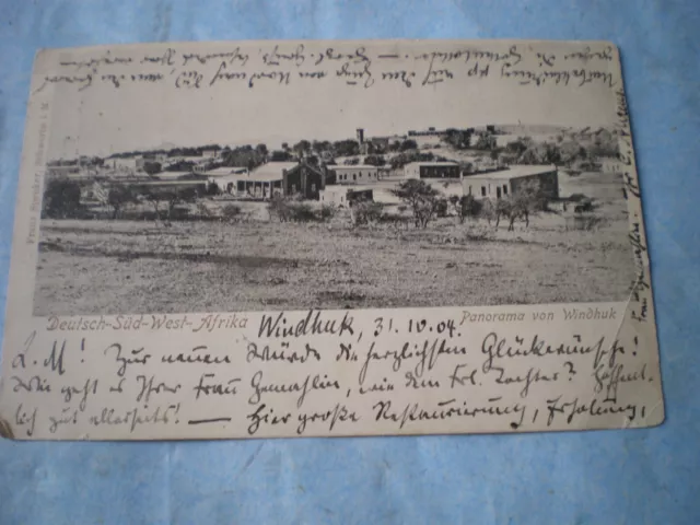 38619 AK Deutsch Südwest Afrika Panorama von Windhuk 1904 gelaufen Feldpostkarte