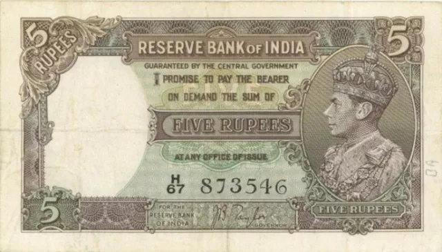 India - 5 Rupees - P-18a - 1937 dated Foreign Paper Money - Paper Money - Foreig