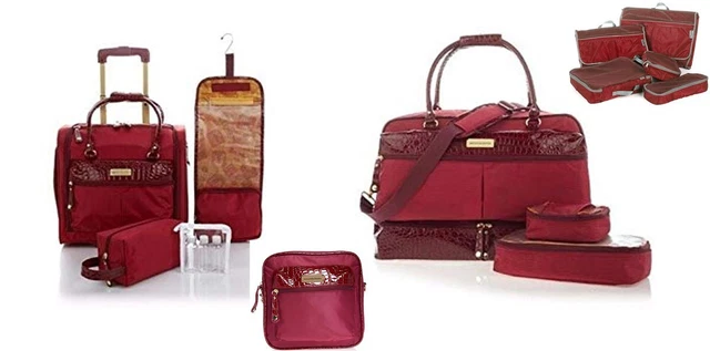 Samantha Brown Jet Set Ultra Lightweight Luggage Set+Extras ~Burgundy