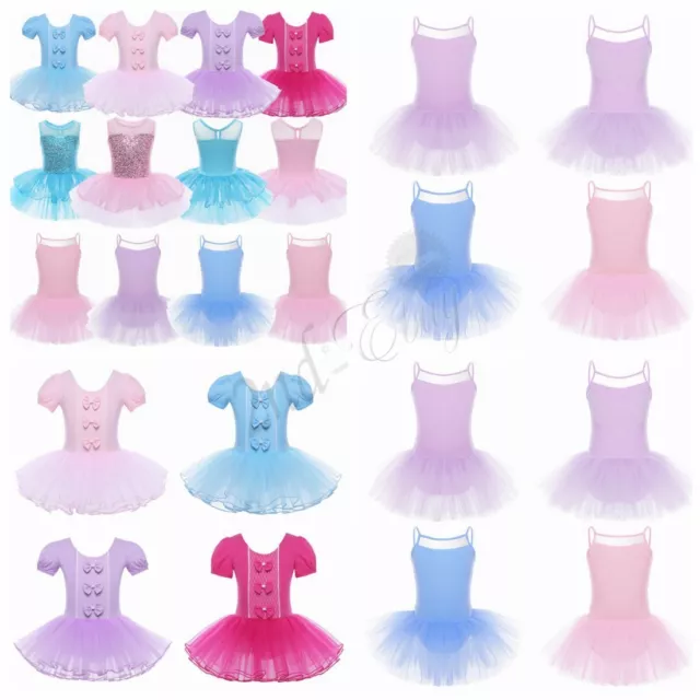 Girls Kids Tutu Ballet Leotard Dance Dress Ballerina Dancewear Costume Camisole