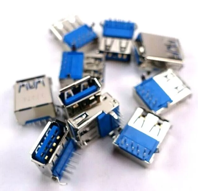 (Lot of 10) USB 3.0 Type-A Female 9 Pin 90° Connector 17076