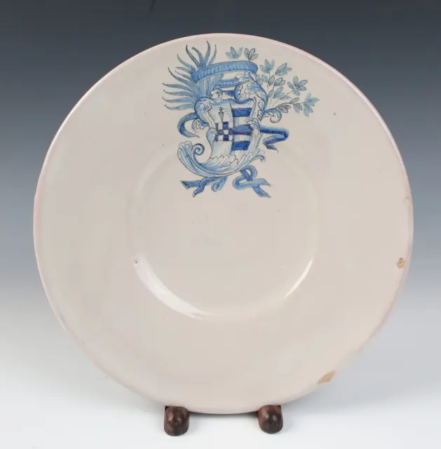 Antique Deruta Armorial Dish Plate Italian Tin Glazed Faience Majolica Pottery