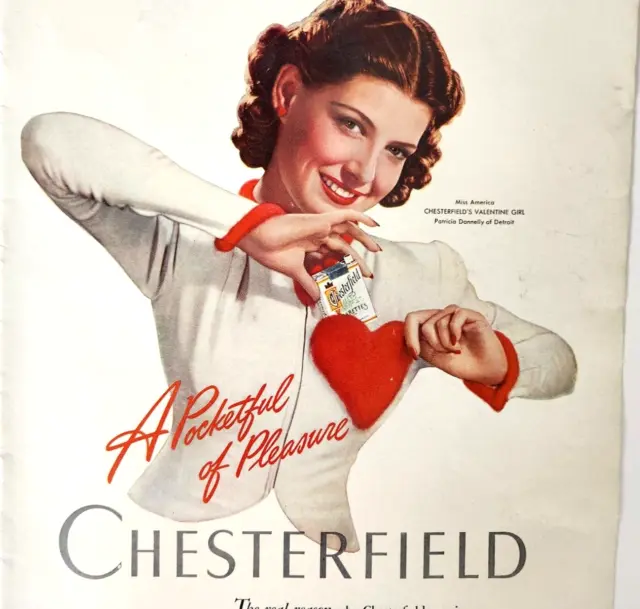 Miss America Chesterfield Vintage 1941 Smoking Cigarette Ad Magazine Print