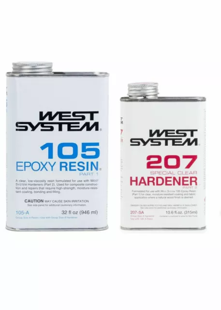 West System 105A Qt Epoxy Resin 207SA .66 Pnt  Special Clear Epoxy Hardener