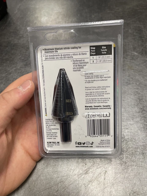 Klein Tools KTSB11 Double Fluted Step Drill Bit #11,  7/8” - 1-1/8” 2