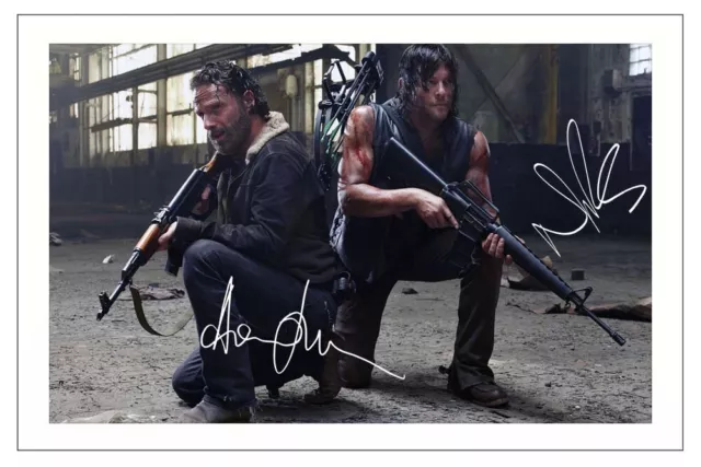 Norman Reedus & Andrew Lincoln Signed Photo Print Autograph The Walking Dead