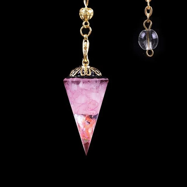 Natural Quartz Crystal Pendulum Chakra Reiki Healing Pendant Stone Chain Scrying