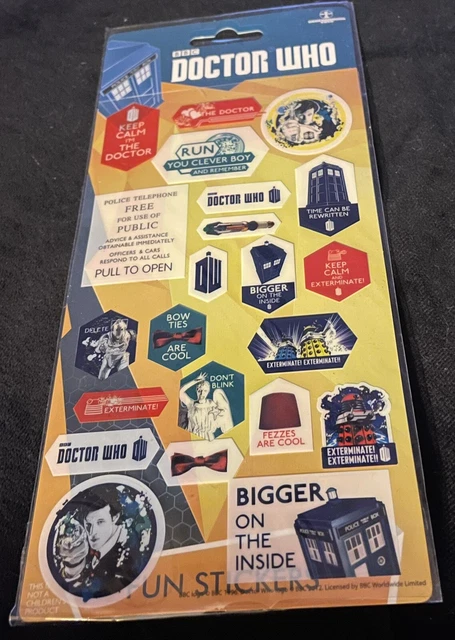 Doctor Who Assorted 22-Piece Sticker Sheet Set 2009 Factory Sealed Doctor Who Assorted 22-Piece Sticker Sheet Set 2009 Factory Sealed