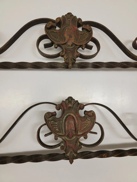 4x Antique Wrought Iron Swing Arm Curtain Brackets - Art Nouveau 10