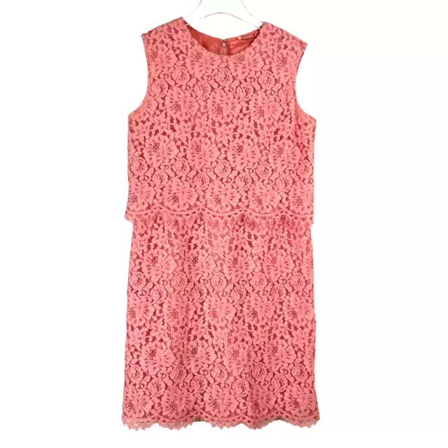 SHOSHANNA 6 Allover Sleeveless Lace Popover Dress Peach Light Coral