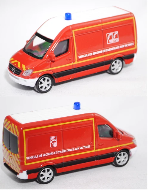 Set Di 3 Auto Identiche Mercedes Benz Sprinter Fireman – Norev 310801, Scala 3 Pollici, Modellini In Metallo - 4