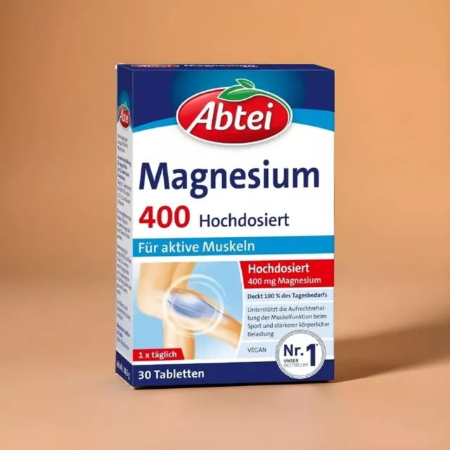 Abtei Magnesium 400 hochdosiert für aktive Muskeln Magnesium 30 Tabletten