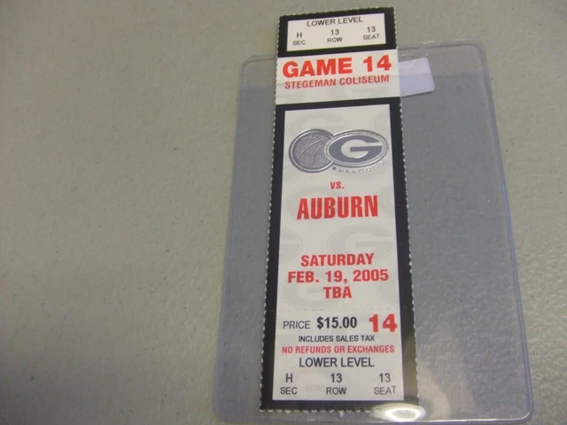 Auburn Tigers vs Georgia Bulldogs (2-19-2005) Basketball Ticket Stub