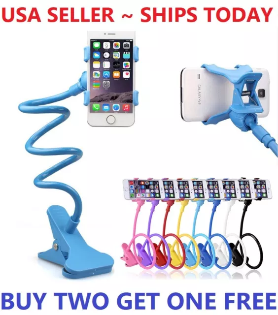 Universal Lazy Mobile Phone Gooseneck Stand Holder Flexible Bed Desk Table Clip