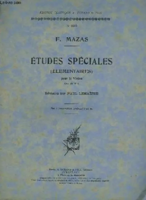 ETUDES SPECIALES - ELEMENTAIRES POUR LE VIOLON OP.36 - N_1. [Feuillets mobile...