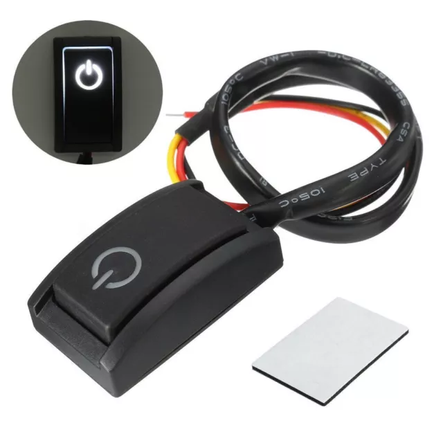 Car Push Button Latching Turn ON/OFF LED Light DC 12V/200mA 2.4W RV Truck