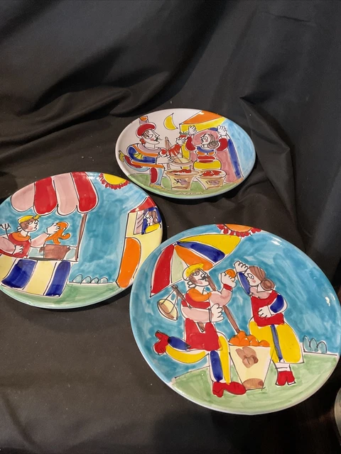 italian pottery la musa Set Of 3 Large Dinner Plates 10 1/4 In