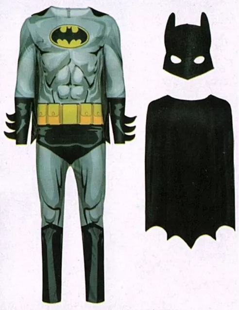 Batman Kostüm Fledermaus grau Gr. M (48/50) 3-tlg. Fasching Karneval Verkleidet