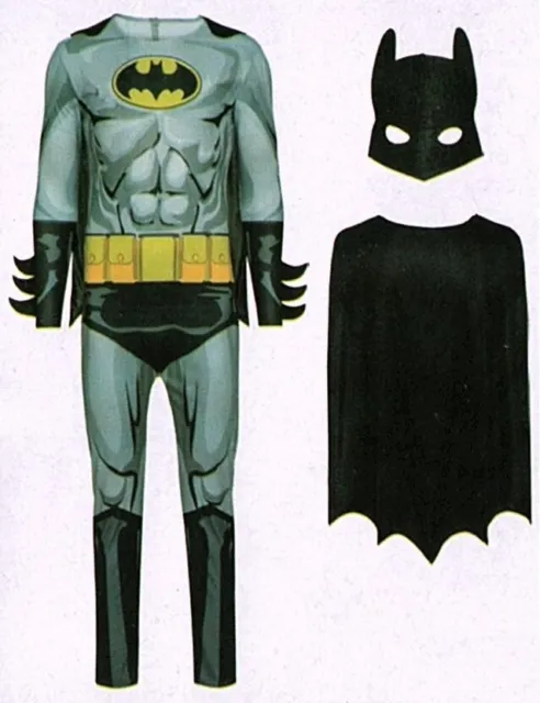 Costume Batman pipistrello grigio taglia M (48/50) 3 pezzi carnevale travestito
