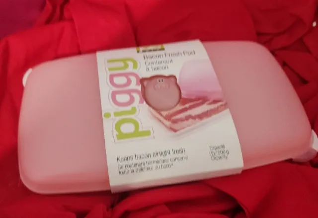 Joie PIGGY Microwave Bacon Tray & Splatter Lid Pink/White NWT