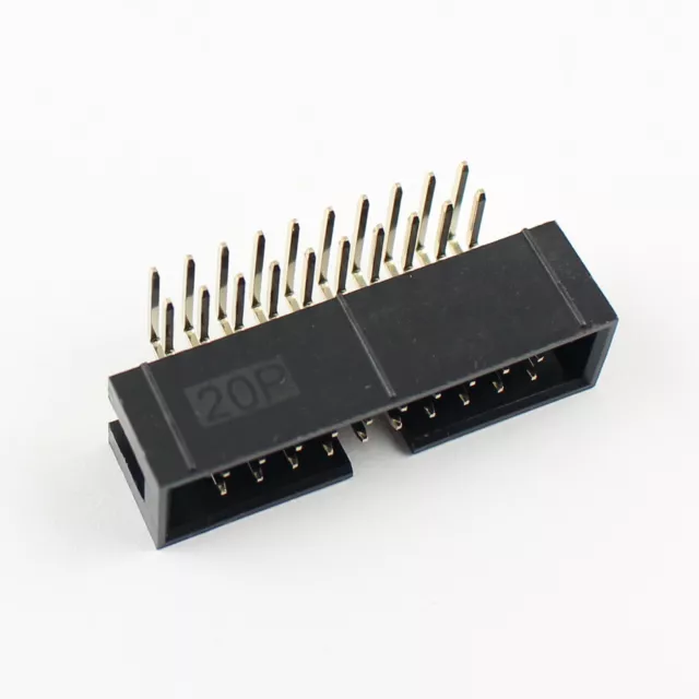 10Pcs 2.54mm 2x10 Pin 20 Pin Right Angle Male Shrouded IDC Box Header Connector 2