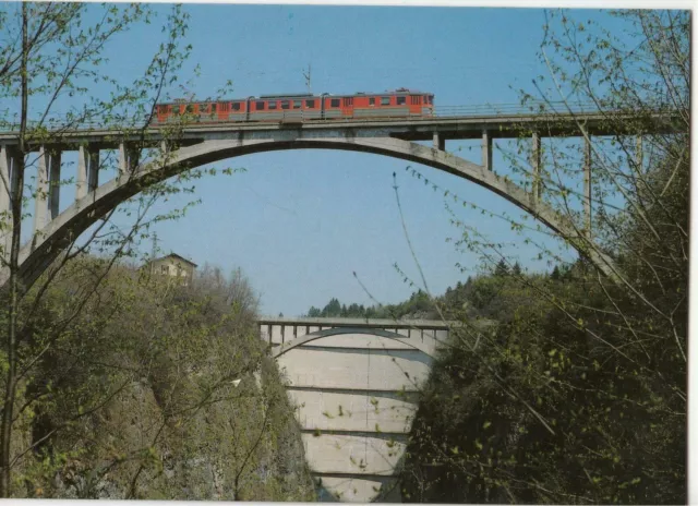1988 cartolina+PONTE Santa GIUSTINA+ELETTROMOTR ET 008+FERROVIA TRENTO-MALE'-i44