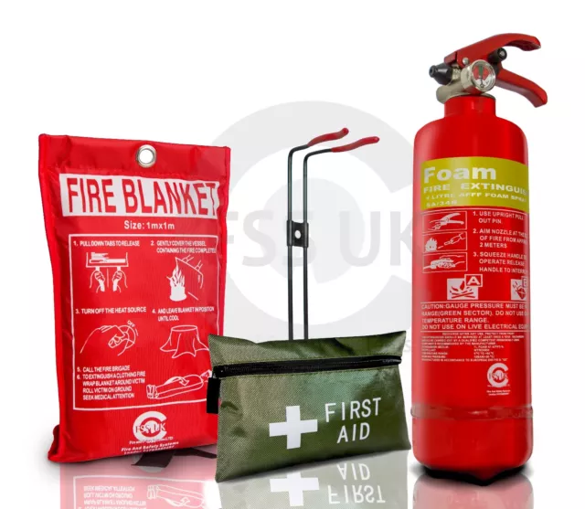 1L Foam (Afff) Fire Extinguisher With Fire Blanket & 1St Aid Kit