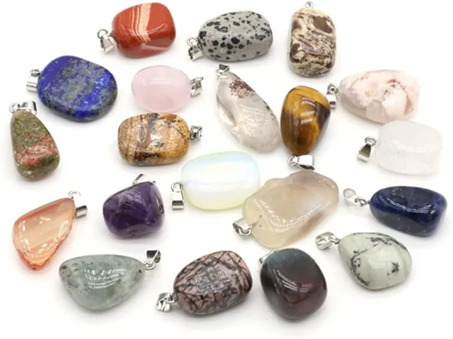20Pcs Charms Natural Energy Healing Crystal Stone Pendnats for Jewelry Making