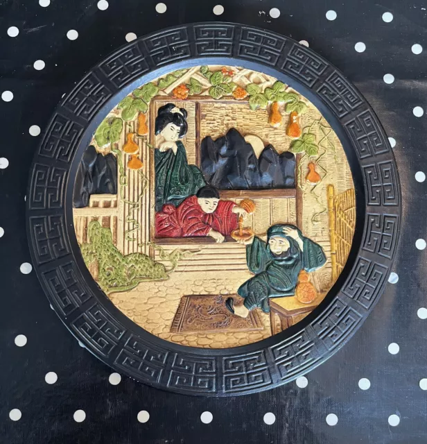 Vintage Bretby Art Pottery Wall Plate Charger  Oriental Scene 1467