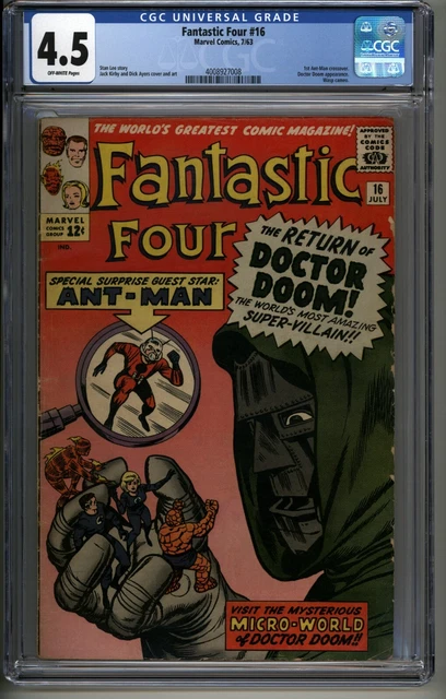Fantastic Four #16~1st Micro-World & Ant-Man Crossover~4th Dr. Doom~CGC 4.5~1963