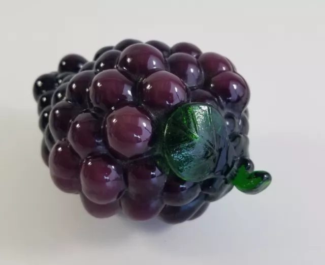 Vintage Murano Glass Purple Grape Cluster Hand Blown Fruit Cluster 7" Long