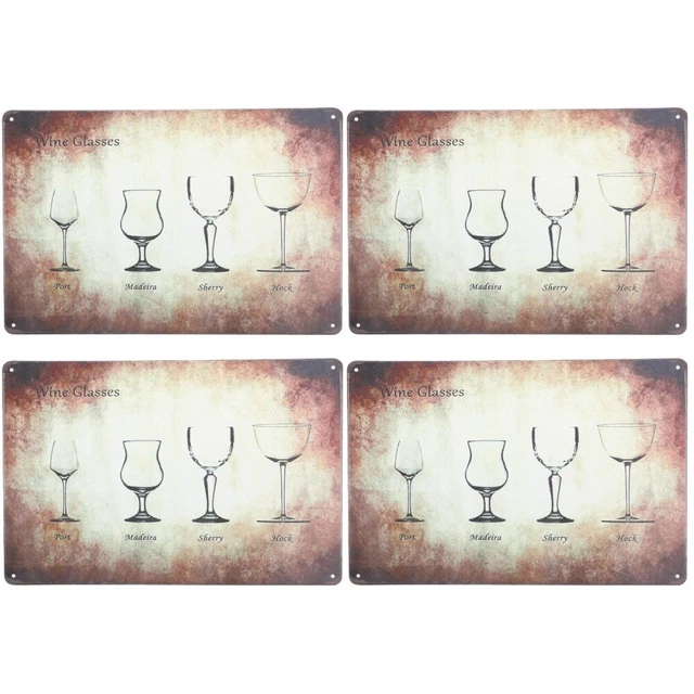 4 Pcs Bar Funny Signs LARGE WALL DECOR Tin Painting Vintage Signs Wrought Iron