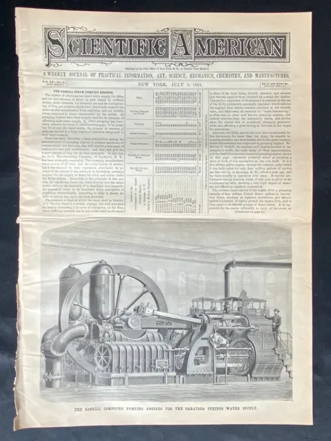 1888 VTG Scientific American Page ~ Saratoga Springs Pump  Holly Mfg Lockport NY