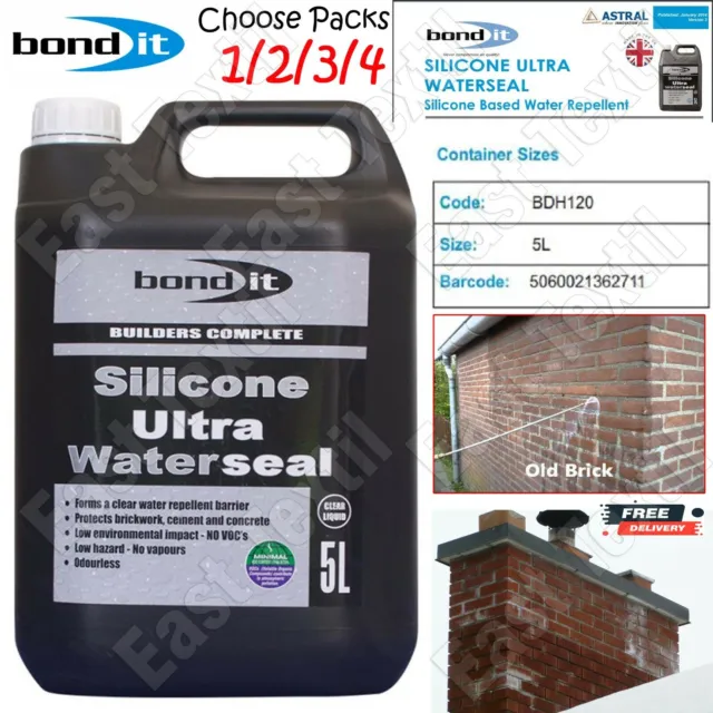 Paquetes de 1-4 Bond It Silicona Ultra Waterseal 5L Ladrillo y Albañil Repelente al Agua