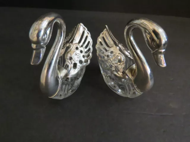 Pair of lovely crystal and silver plated Hinged wings salt Cellers.