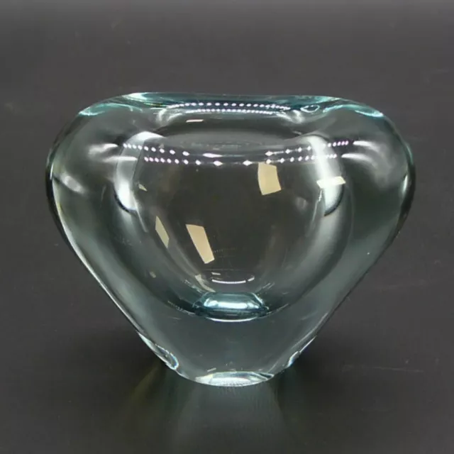 Vintage Holmegaard Art Glass Vase Candle Votive Heart Green Blue Danish 2.5"