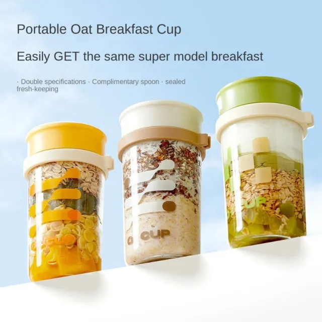 Breakfast Jars (330ml) Overnight Oats Jars with Airtight Screw Sealing Lid  Set (2 Pack - Silver)