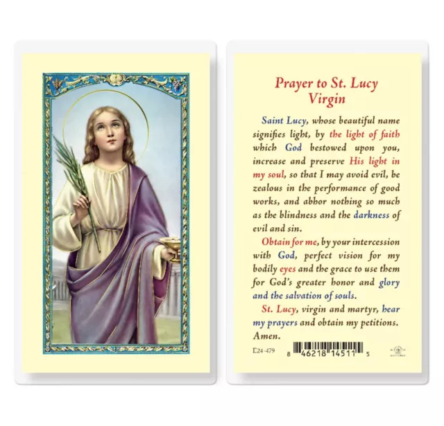 ST LUCY PATRON of Eye Problems Laminated Holy Card Catholic Faith $2.79 ...