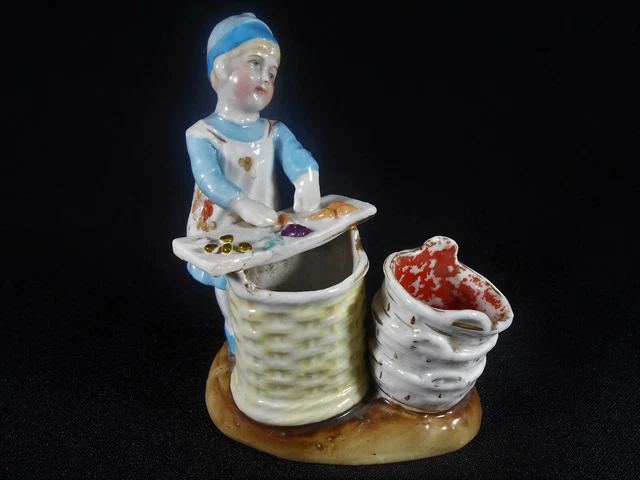 Lot De 2 Pyrogènes (porte-allumettes) En Biscuit - Couple Décoratif, 12 Cm (un Accidenté)