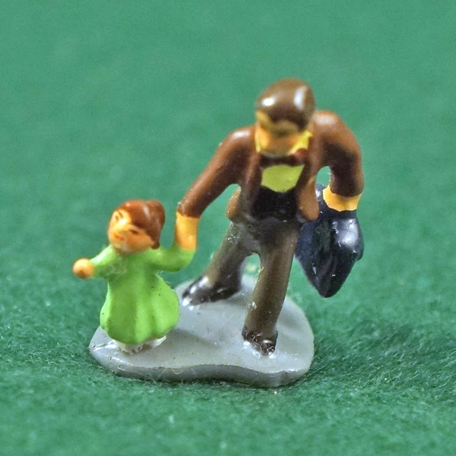 J Carlton by Gault French Miniature Figurine Paris Two Pcs Little Girl W/ Father